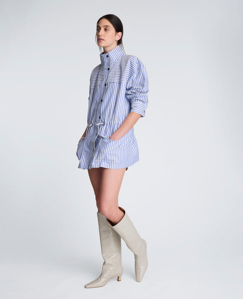 Kenneth Cole - Striped Cinch Waist Anorak Jacket WOMENS JACKET for Women