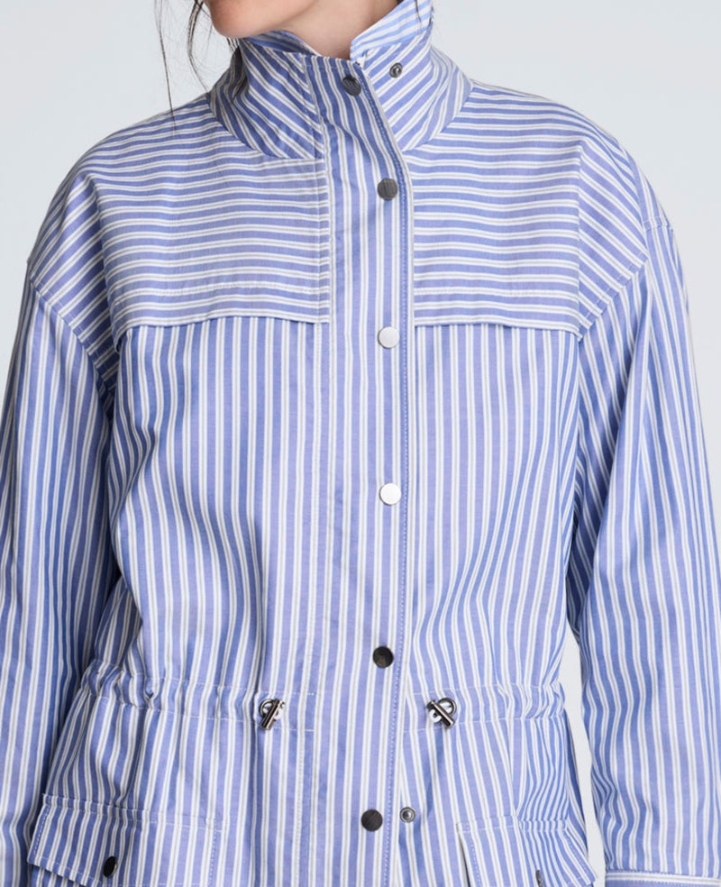 Kenneth Cole - Striped Cinch Waist Anorak Jacket WOMENS JACKET for Women