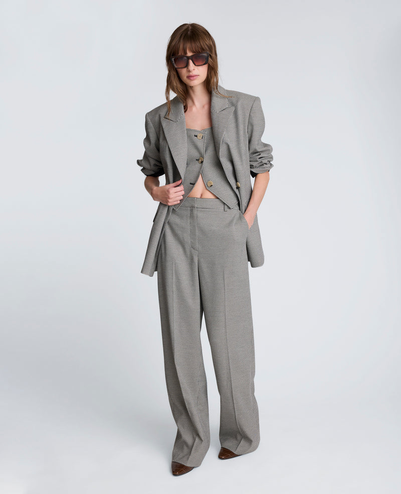 Kenneth Cole - Double-Breasted Flat Pocket Houndstooth Jacket WOMENS JACKET for Women