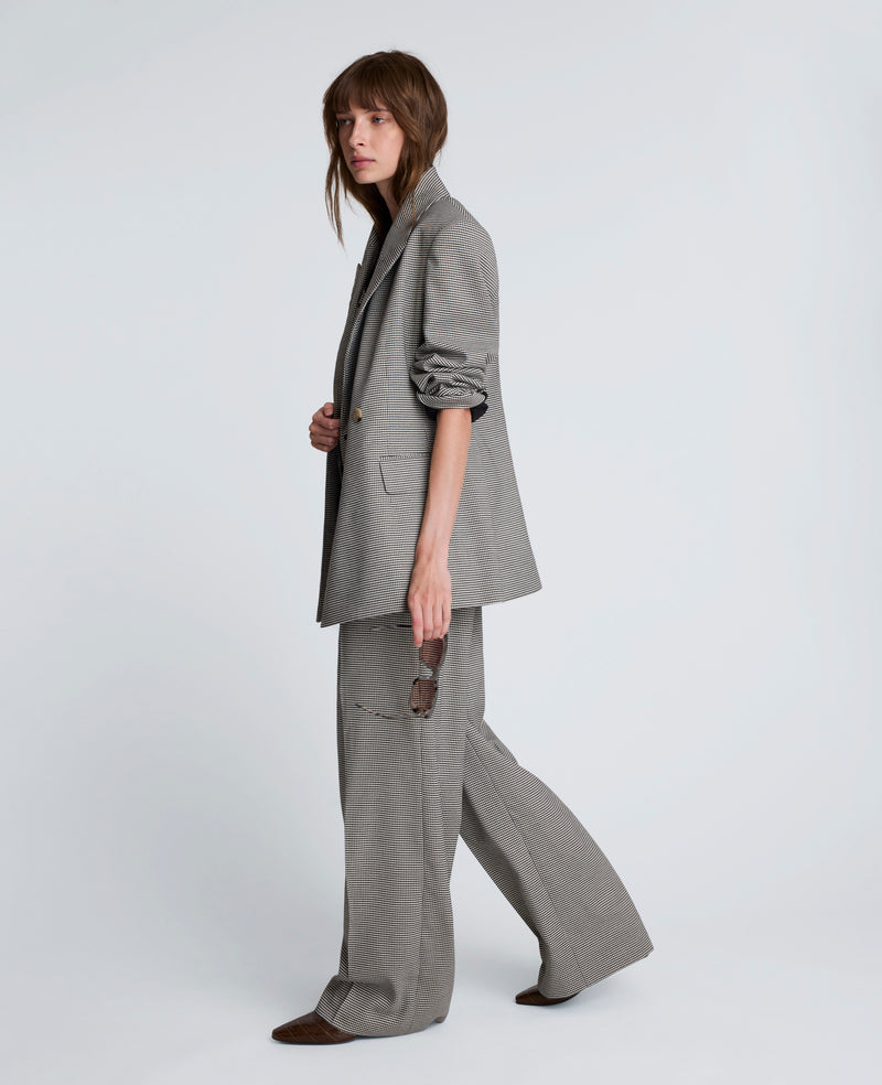 Kenneth Cole - Double-Breasted Flat Pocket Houndstooth Jacket WOMENS JACKET for Women