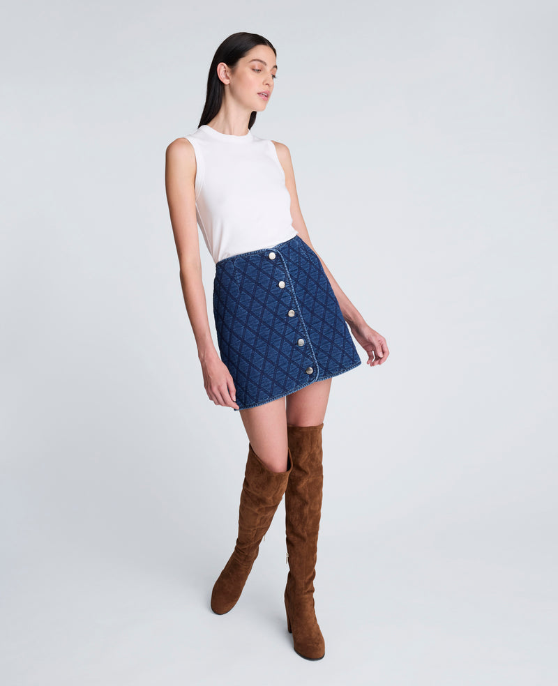 Kenneth Cole - Denim Quilted Mini Pencil Skirt WOMENS SKIRTS for Women