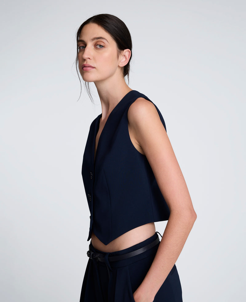 Kenneth Cole - Luxe Twill Three Button Vest WOMENS VESTS for Women