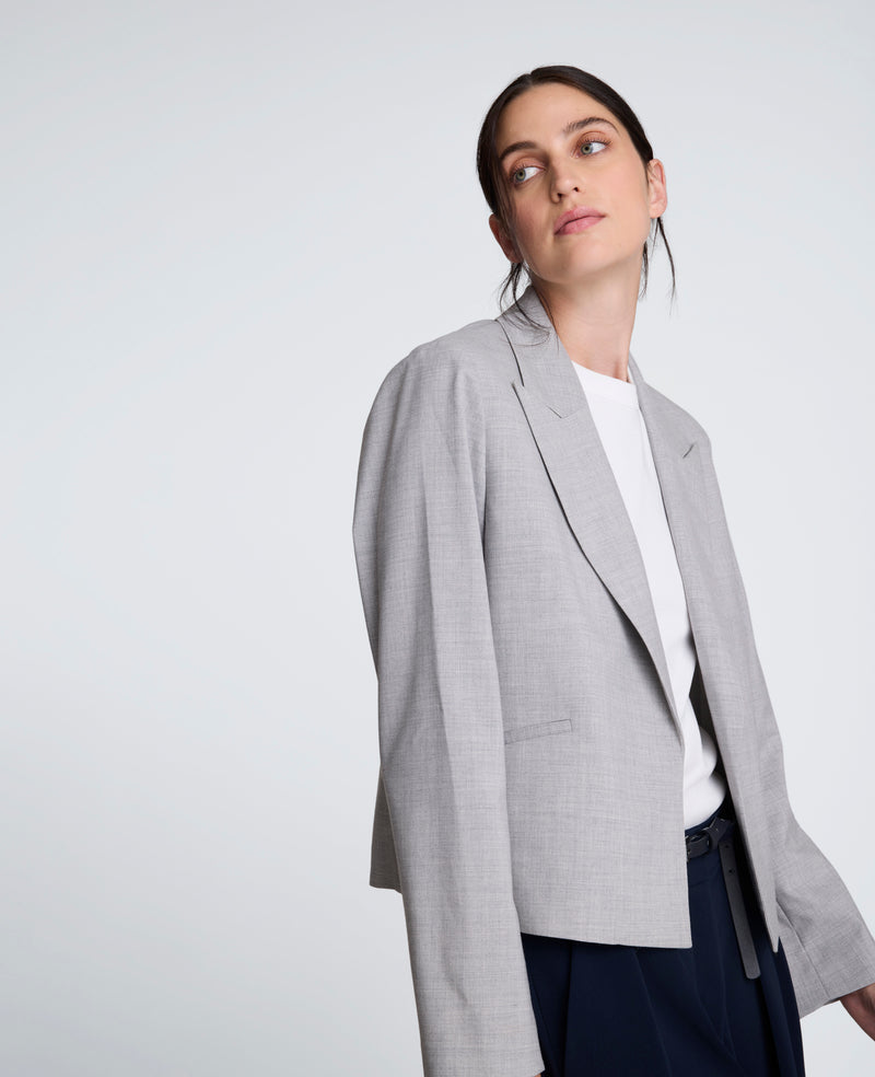 Kenneth Cole - Melange Bi-Stretch Peak Lapel Soft Jacket WOMENS JACKET for Women