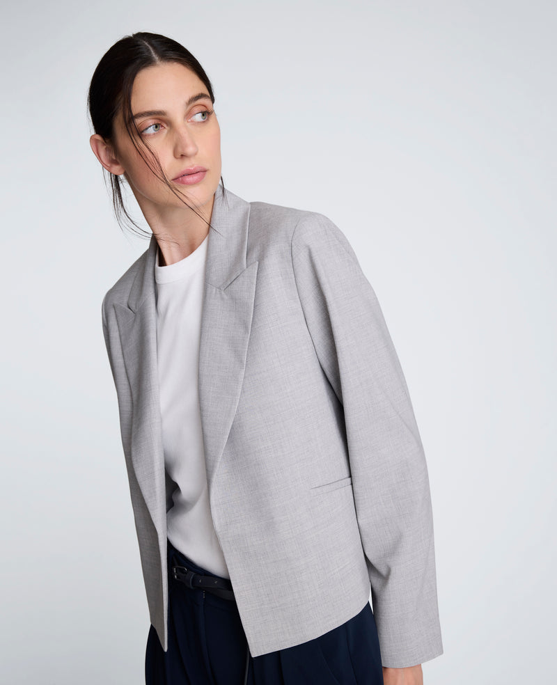 Kenneth Cole - Melange Bi-Stretch Peak Lapel Soft Jacket WOMENS JACKET for Women