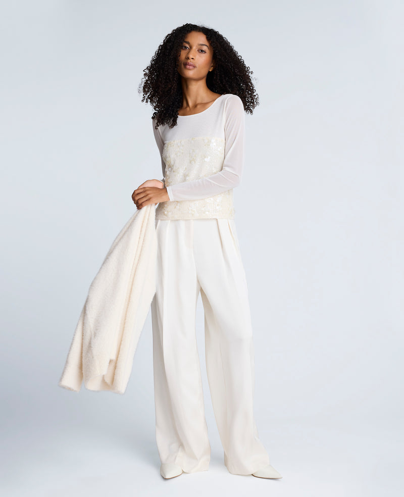 Kenneth Cole - Sequin Mesh Long Sleeve Top WOMENS KNITS for Women