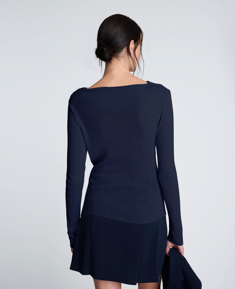 Kenneth Cole - Asymmetrical Drape Front Long Sleeve Sweater WOMENS SWEATER for Women