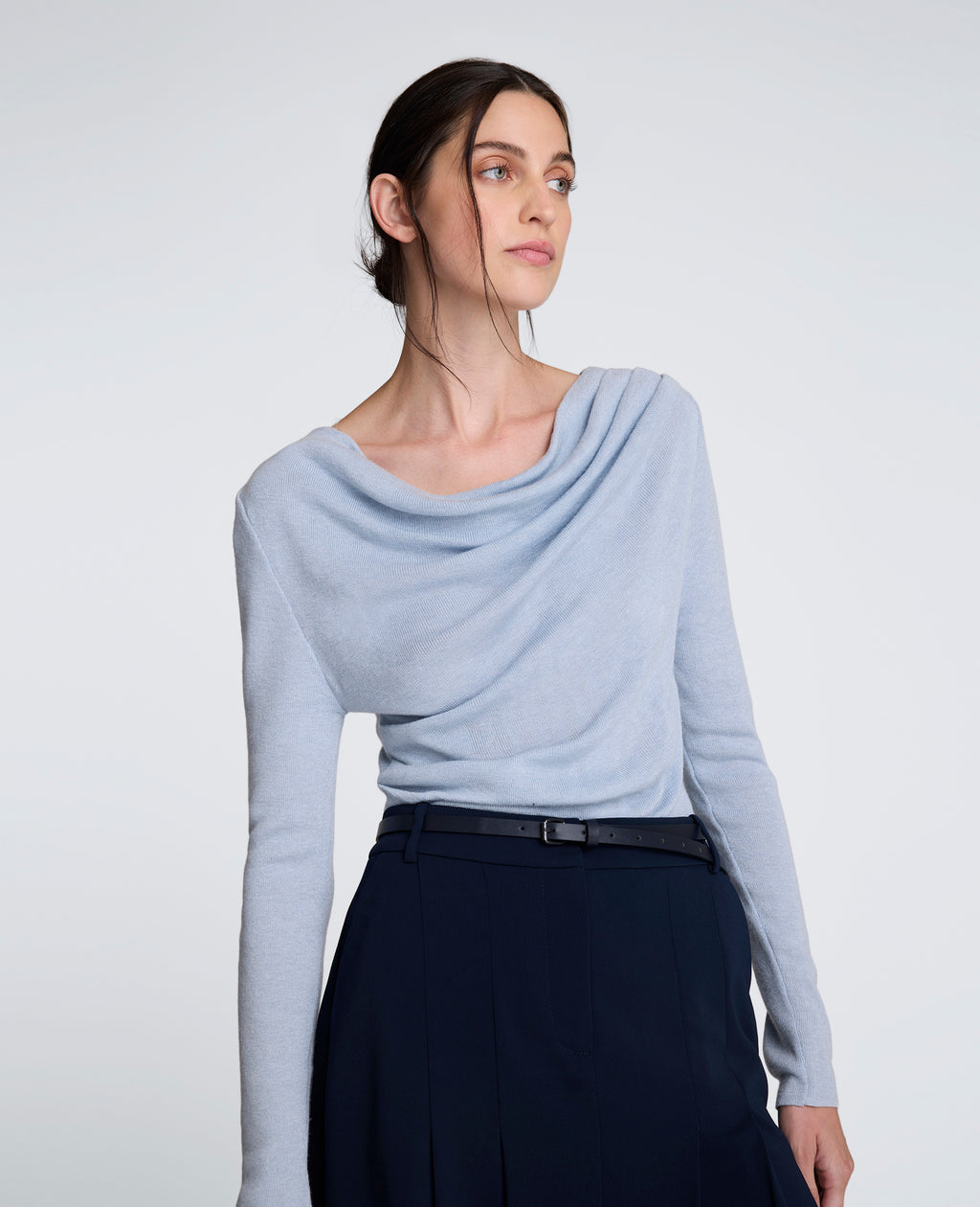 Asymmetrical Drape Front Long Sleeve Sweater