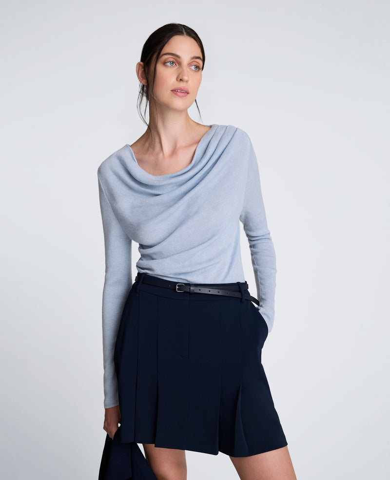 Kenneth Cole - Asymmetrical Drape Front Long Sleeve Sweater WOMENS SWEATER for Women