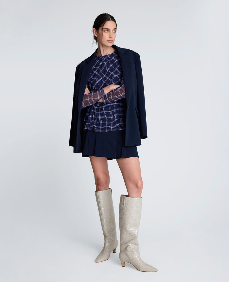 Kenneth Cole - Waist Knot Long Sleeve Mesh Knit Top WOMENS KNITS for Women