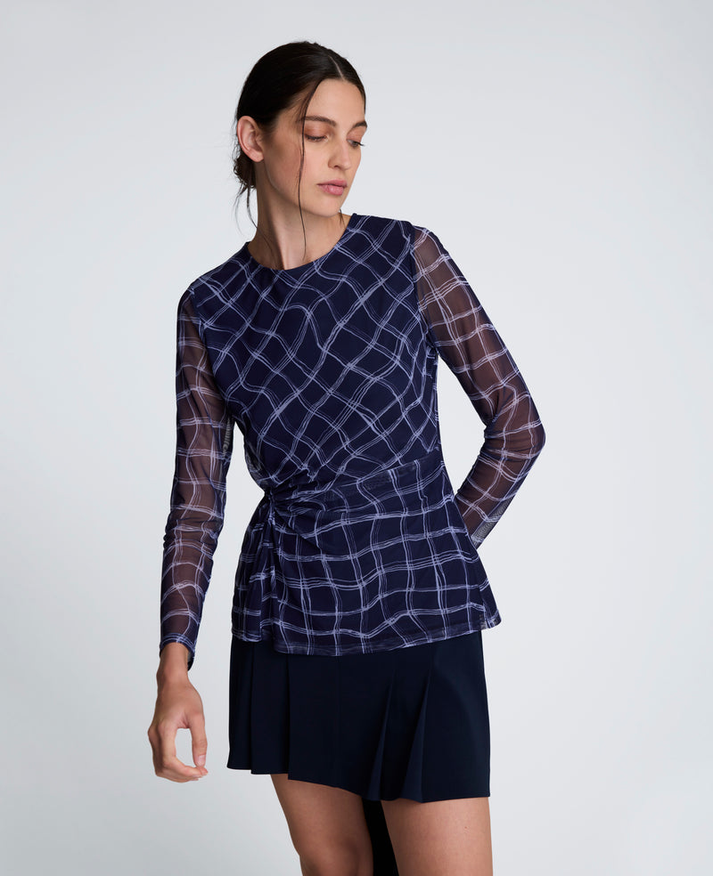 Kenneth Cole - Waist Knot Long Sleeve Mesh Knit Top WOMENS KNITS for Women