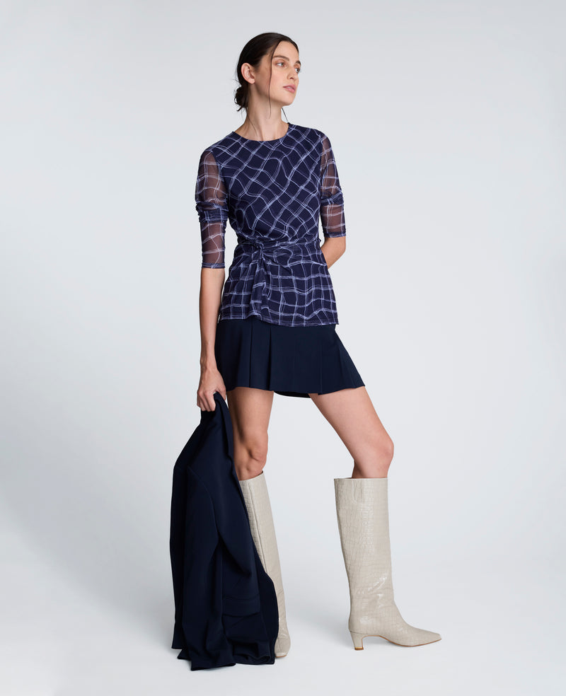 Kenneth Cole - Waist Knot Long Sleeve Mesh Knit Top WOMENS KNITS for Women