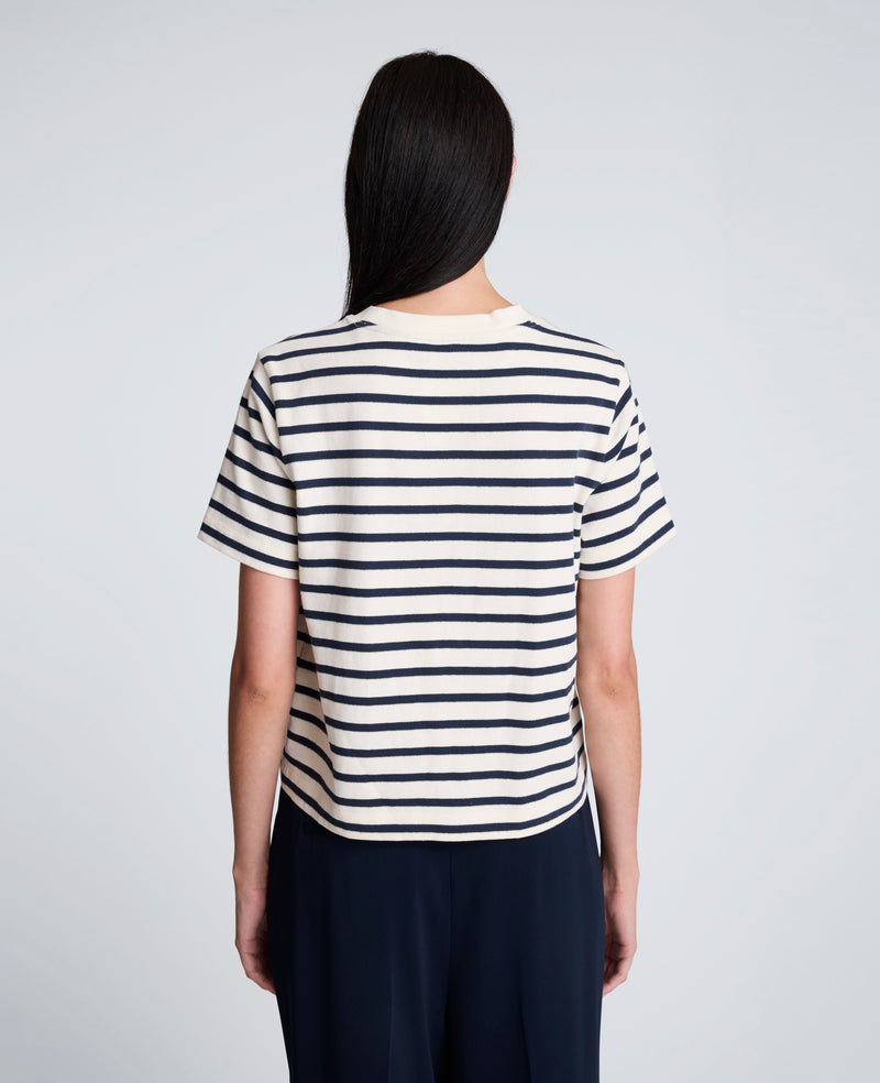 Kenneth Cole - Crewneck Stripe Cotton Tee WOMENS KNITS for Women