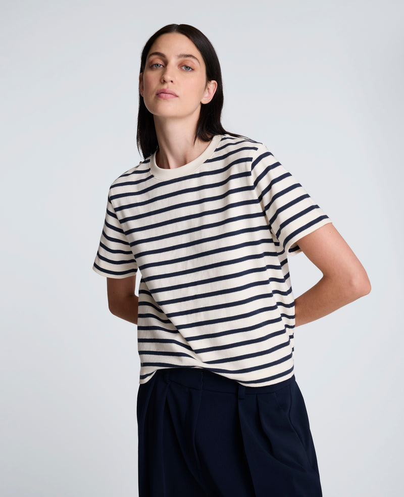 Kenneth Cole - Crewneck Stripe Cotton Tee WOMENS KNITS for Women
