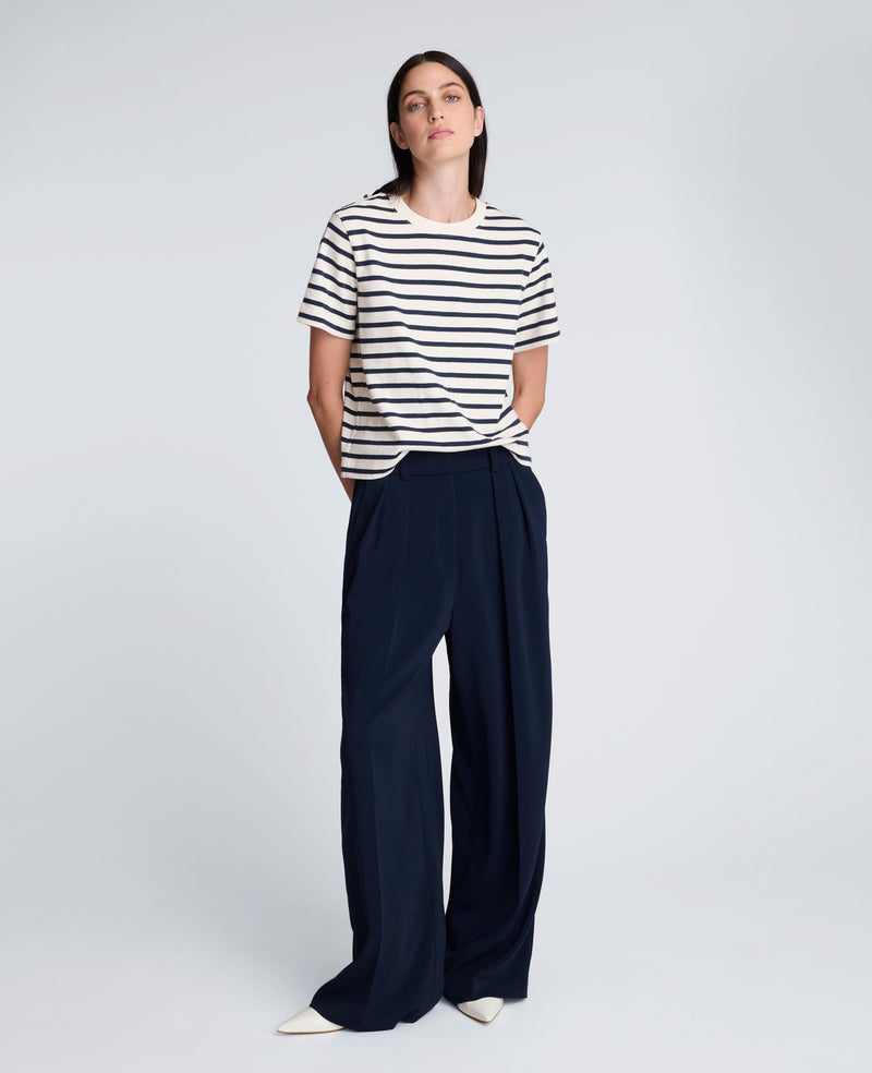 Kenneth Cole - Crewneck Stripe Cotton Tee WOMENS KNITS for Women