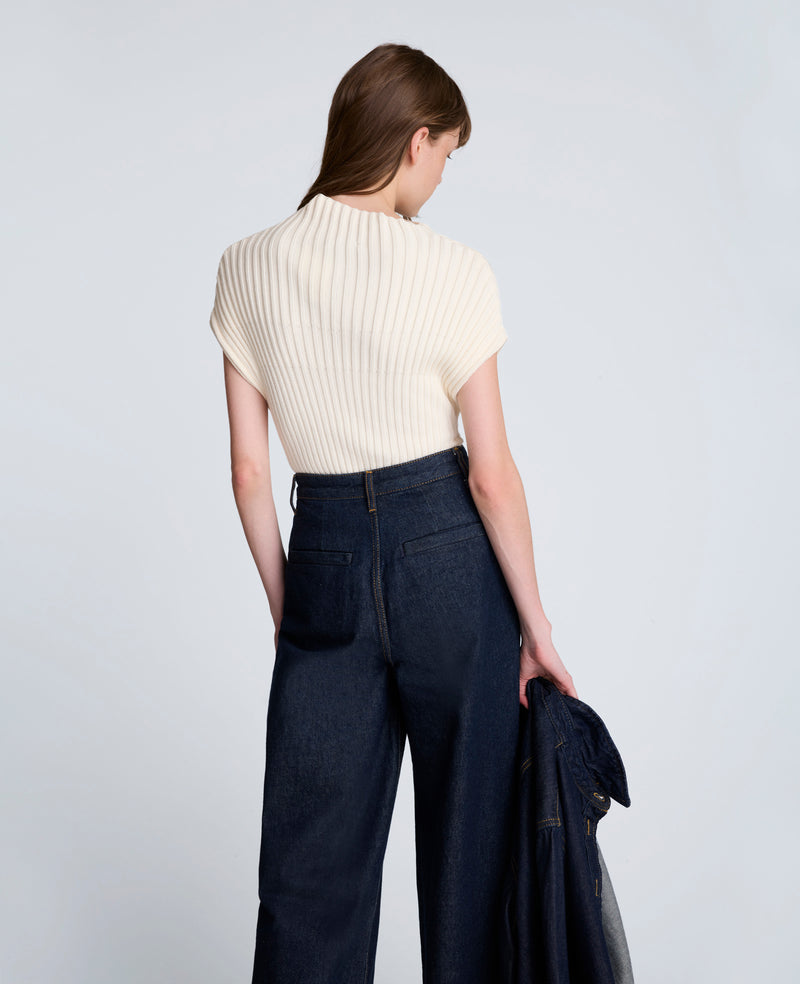 Kenneth Cole - Asymmetrical Ribbed Mock Neck Sweater WOMENS SWEATER for Women