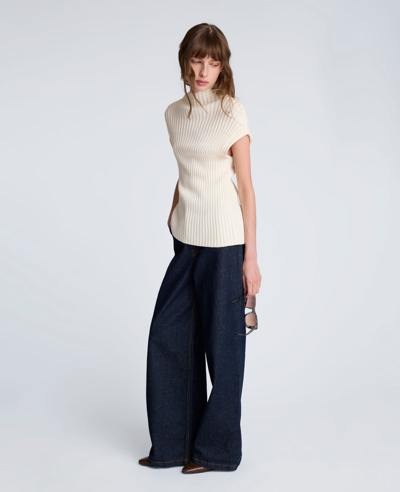 Kenneth Cole - Asymmetrical Ribbed Mock Neck Sweater WOMENS SWEATER for Women