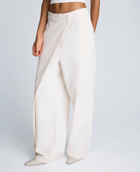 Shop Luxe Twill Fly Front Asymmetrical Crossover Pant | KC