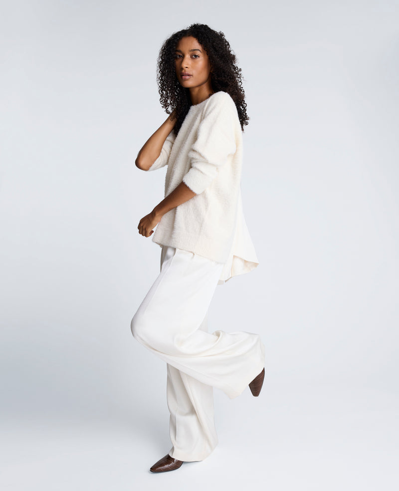 Kenneth Cole - Satin High Rise Fly Front Double Pleated Wide Leg Pant WOMENS PANTS for Women