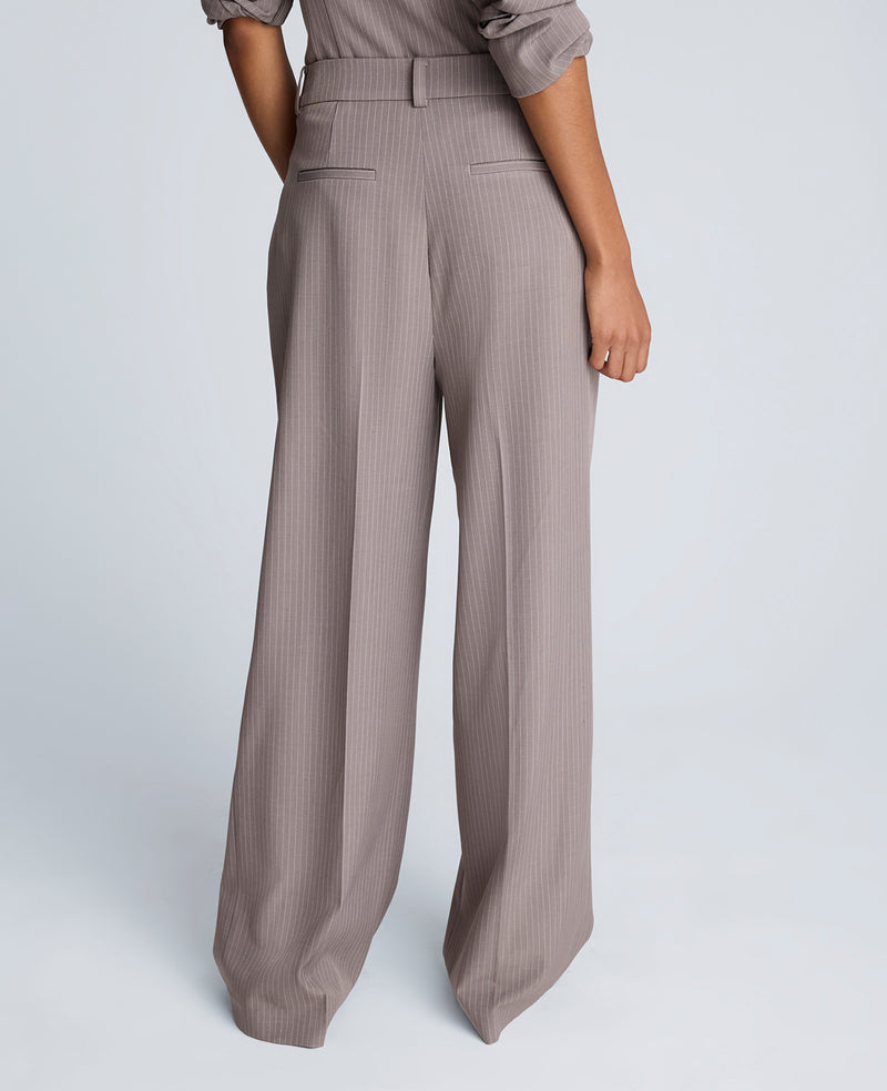 Kenneth Cole - Pinstripe High Rise Fly Front Double Pleated Wide Leg Pant WOMENS PANTS for Women