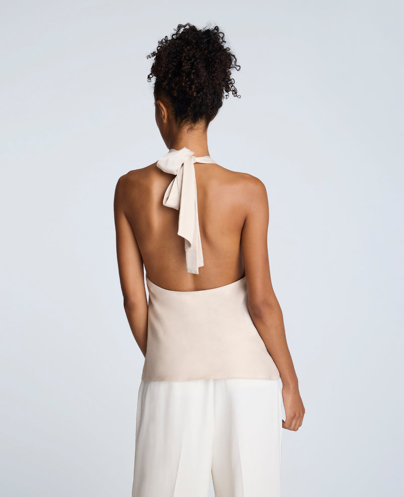 Kenneth Cole - Satin Crossover Halter Blouse WOMENS TOPS for Women