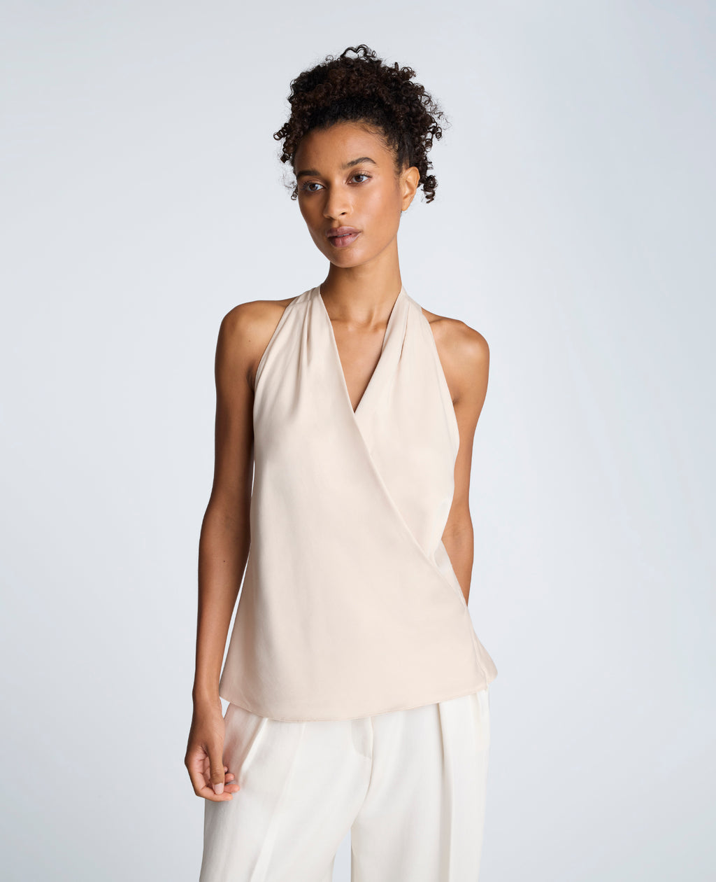 Kenneth Cole - Satin Crossover Halter Blouse WOMENS TOPS for Women 