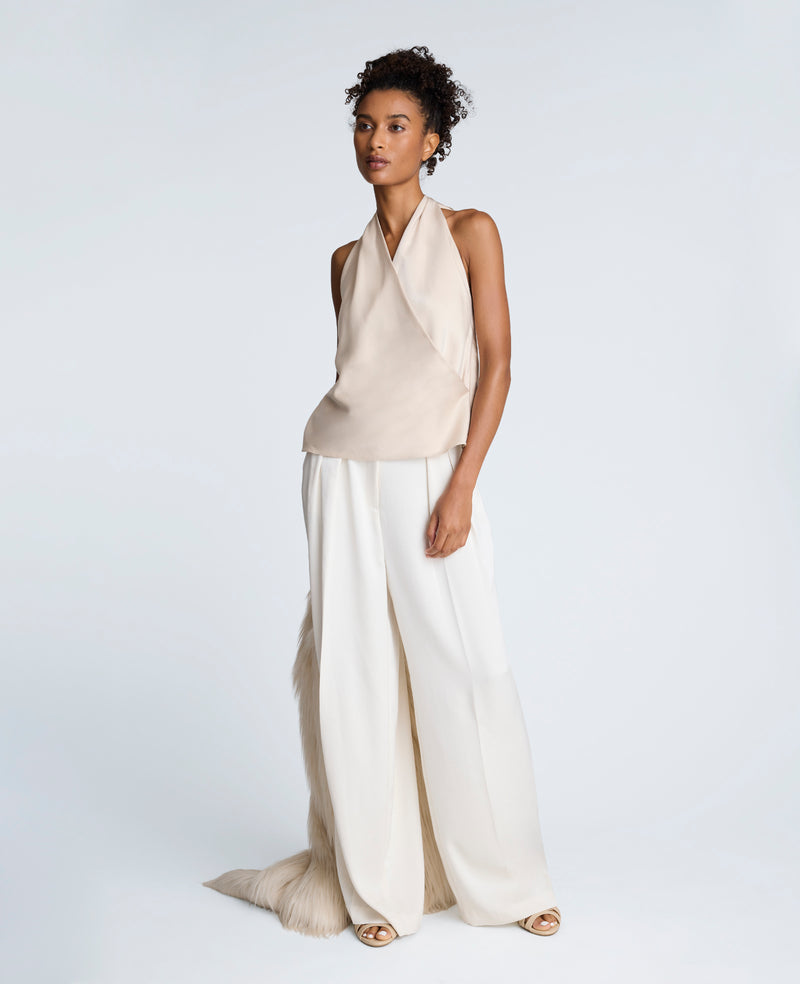 Kenneth Cole - Satin Crossover Halter Blouse WOMENS TOPS for Women