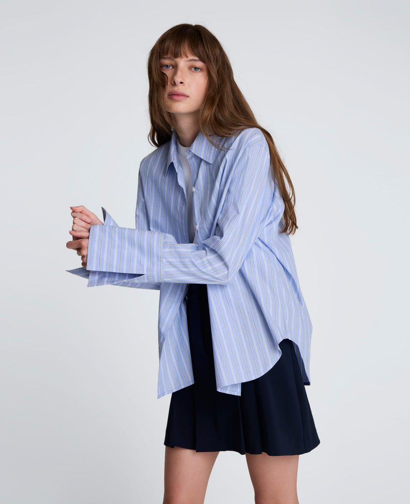 Kenneth Cole - Striped Poplin Flip Cuff Button Down Shirt WOMENS TOPS for Women