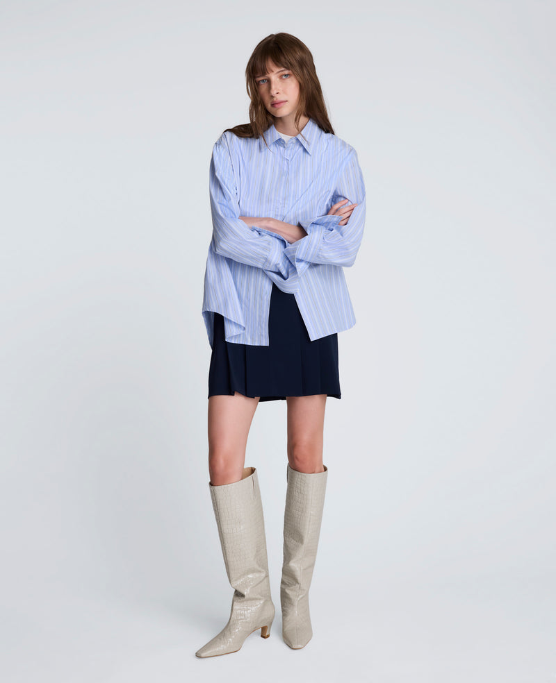 Kenneth Cole - Striped Poplin Flip Cuff Button Down Shirt WOMENS TOPS for Women