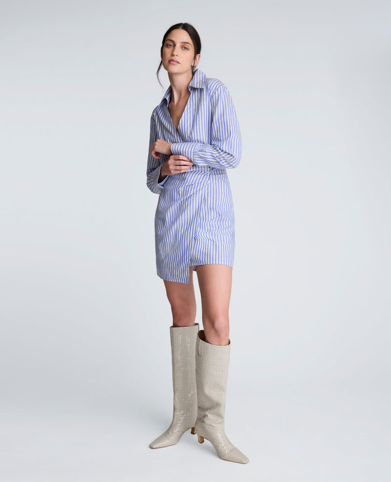 Kenneth Cole - Striped Poplin Asymmetrical Shirt Dress WOMENS DRESS for Women