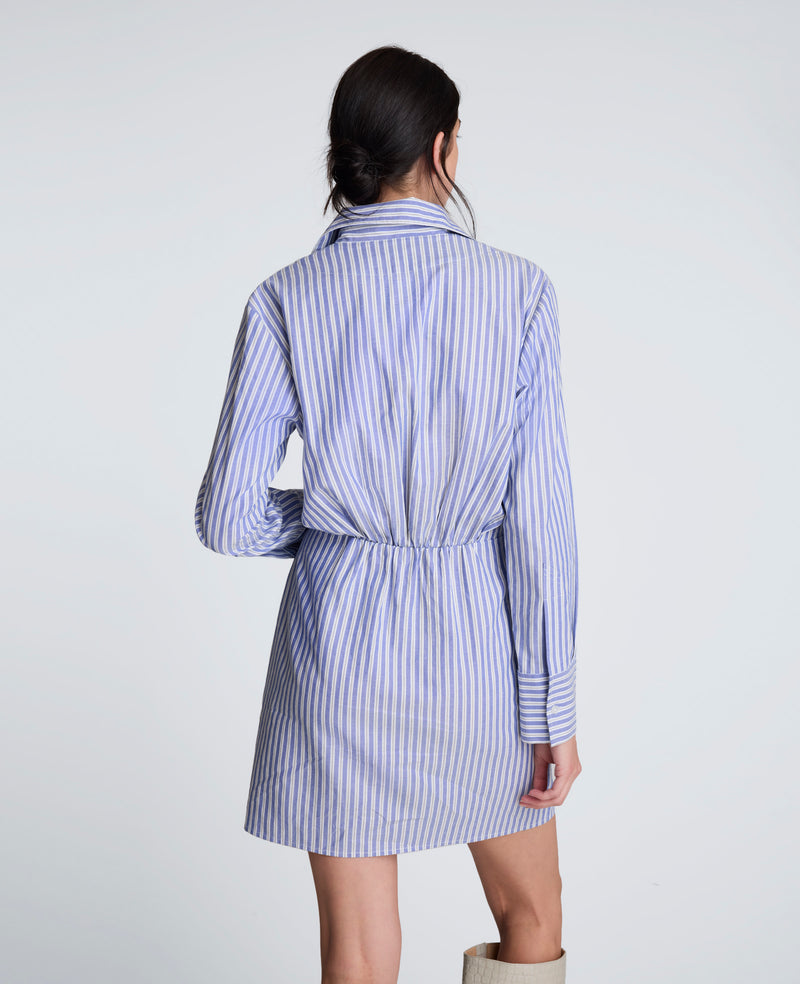 Striped Poplin Asymmetrical Shirt Dress Striped Poplin Asymmetrical Shirt Dress