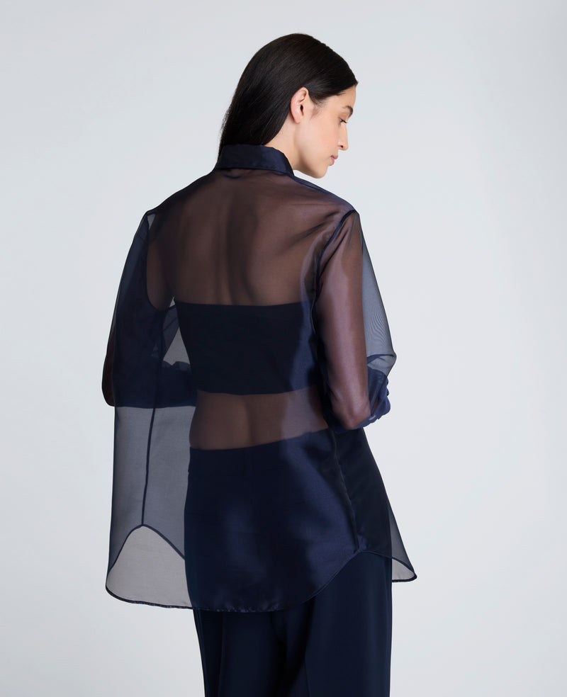 Kenneth Cole - Sheer Organza Oversized Button Front Shirt WOMENS TOPS for Women