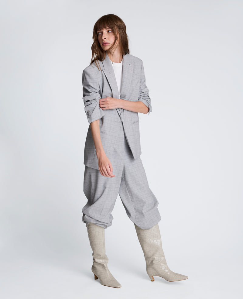 Kenneth Cole - Plaid Fly Front High Rise Boyfriend Wide Leg Pant WOMENS PANTS for Women