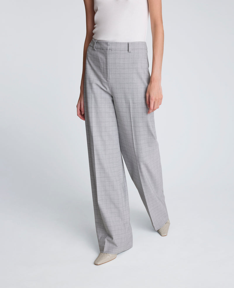 Kenneth Cole - Plaid Fly Front High Rise Boyfriend Wide Leg Pant WOMENS PANTS for Women