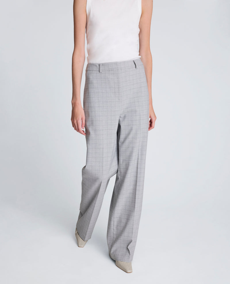 Kenneth Cole - Plaid Fly Front High Rise Boyfriend Wide Leg Pant WOMENS PANTS for Women