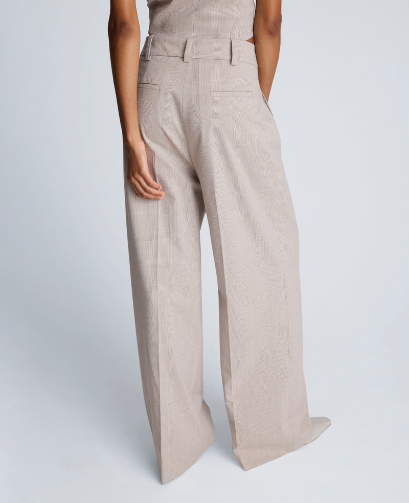 Kenneth Cole - Plaid High Rise Fly Front Wide Leg Double Pleat Front Pant WOMENS PANTS for Women