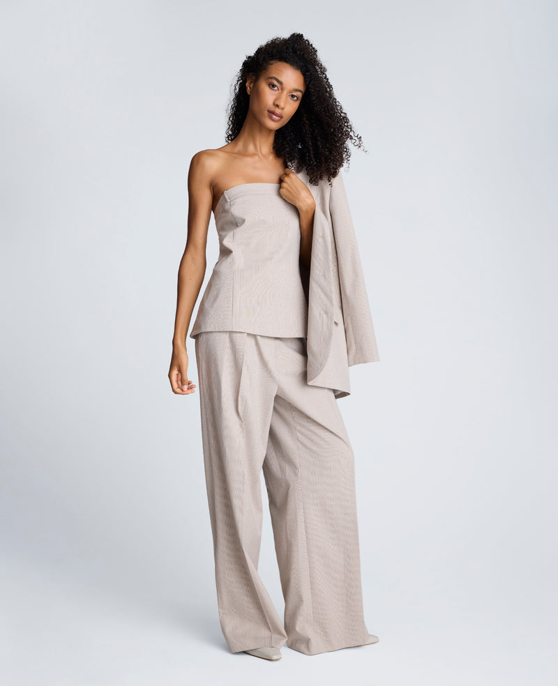 Kenneth Cole - Plaid High Rise Fly Front Wide Leg Double Pleat Front Pant WOMENS PANTS for Women