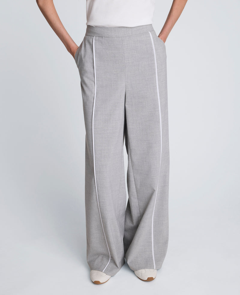 Kenneth Cole - Pull-On High Rise Wide Leg Pant with Piping WOMENS PANTS for Women