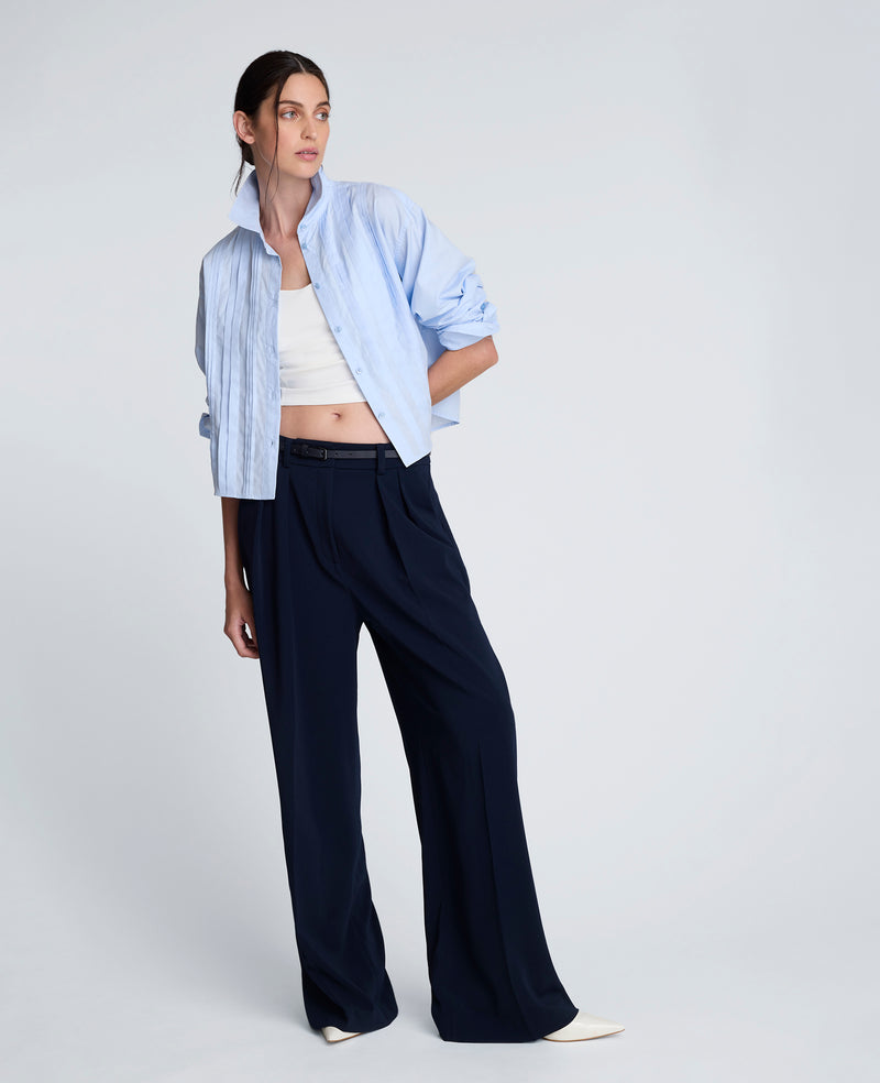 Kenneth Cole - Cropped Tuxedo Style Long Sleeve Button Down Blouse WOMENS TOPS for Women