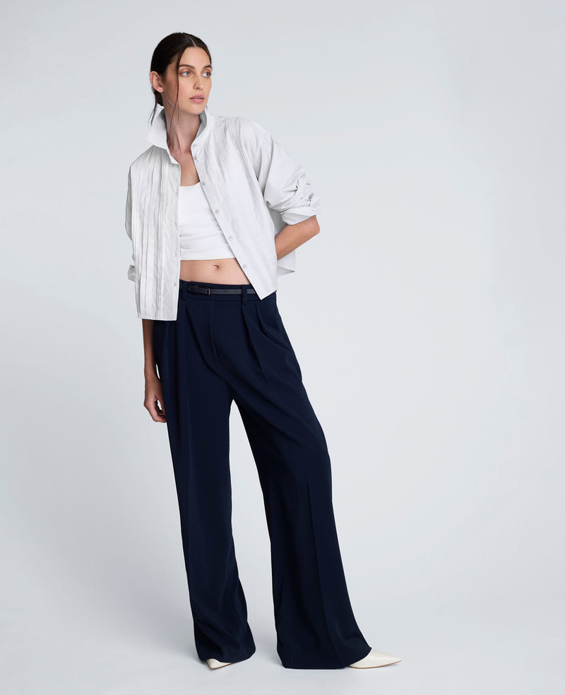 Kenneth Cole - Cropped Tuxedo Style Long Sleeve Button Down Blouse WOMENS TOPS for Women