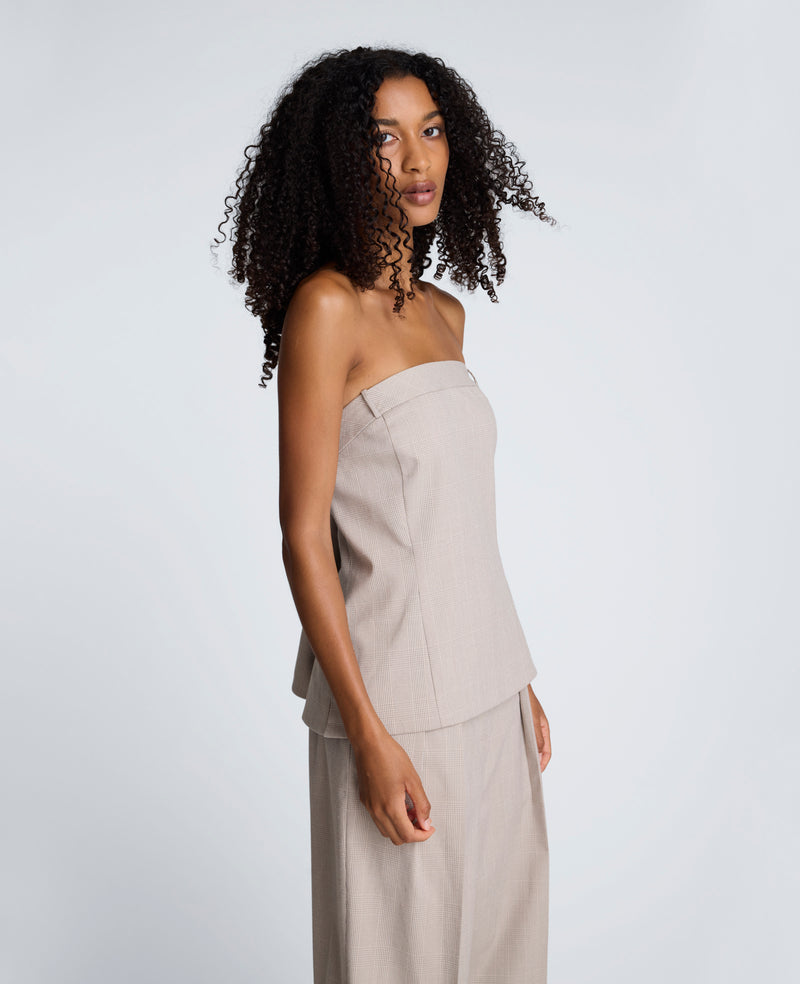 Kenneth Cole - Plaid Sleeveless Bustier with Belt Loops WOMENS TOPS for Women