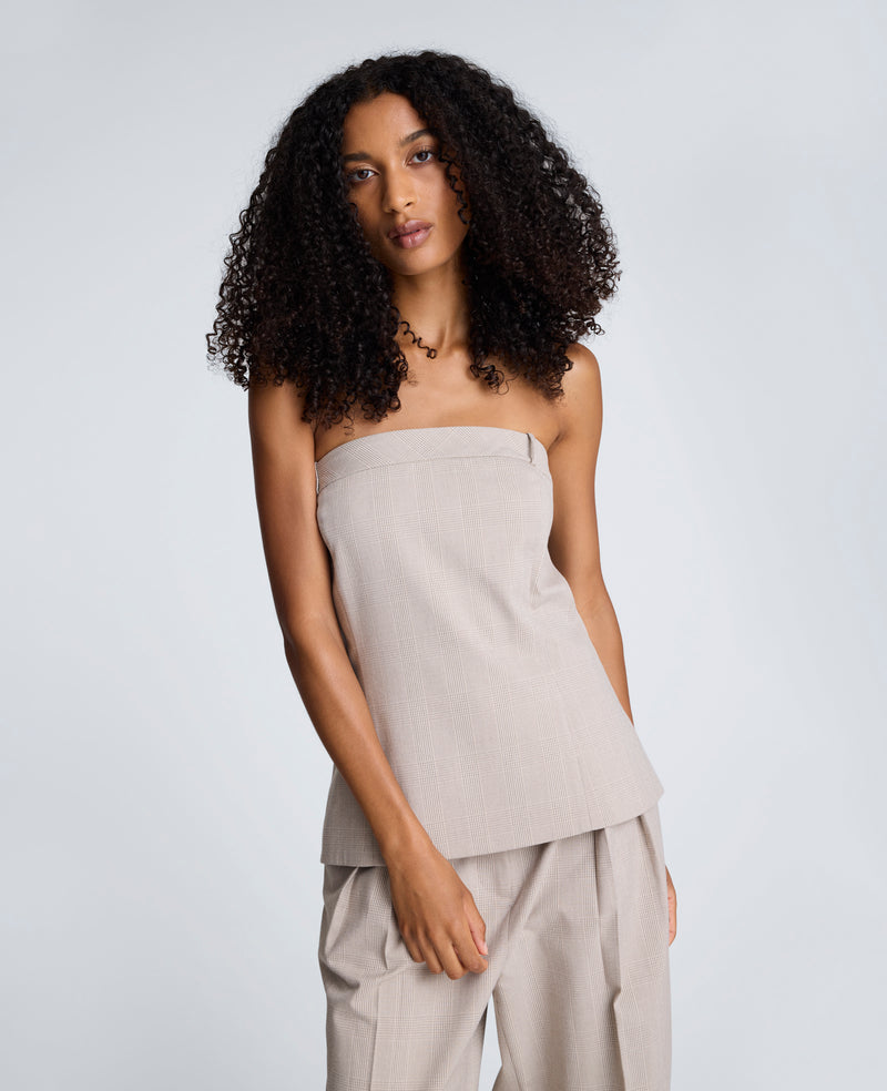 Kenneth Cole - Plaid Sleeveless Bustier with Belt Loops WOMENS TOPS for Women