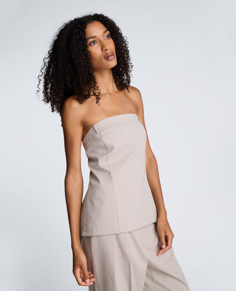 Kenneth Cole - Plaid Sleeveless Bustier with Belt Loops WOMENS TOPS for Women