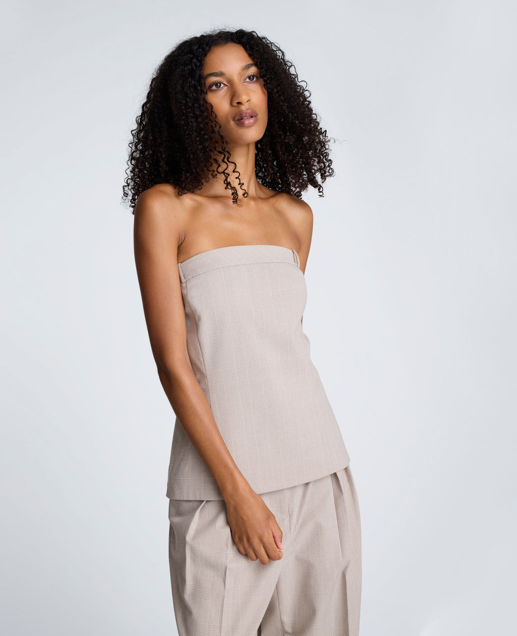 Kenneth Cole - Plaid Sleeveless Bustier with Belt Loops WOMENS TOPS for Women 