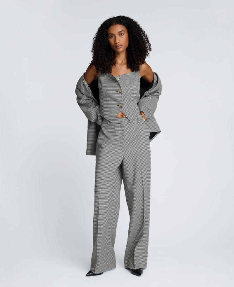 Kenneth Cole - Cropped Fitted Bodice Houndstooth Vest WOMENS VESTS for Women