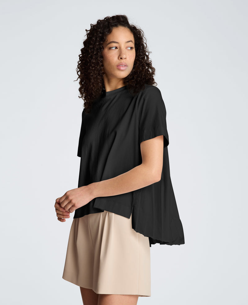 Kenneth Cole - Short Sleeve Crewneck Tee with Pleated Asymmetrical Hem WOMENS KNITS for Women