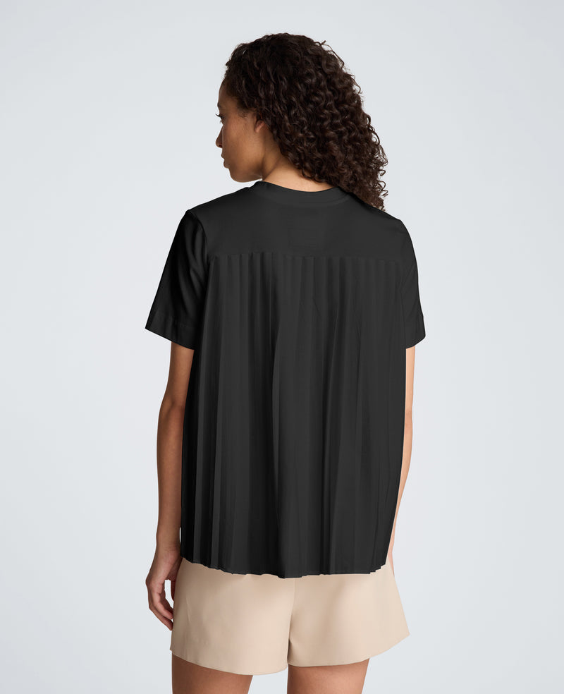 Kenneth Cole - Short Sleeve Crewneck Tee with Pleated Asymmetrical Hem WOMENS KNITS for Women