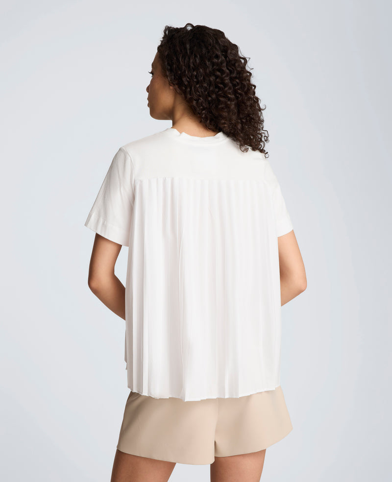 Kenneth Cole - Short Sleeve Crewneck Tee with Pleated Asymmetrical Hem WOMENS KNITS for Women