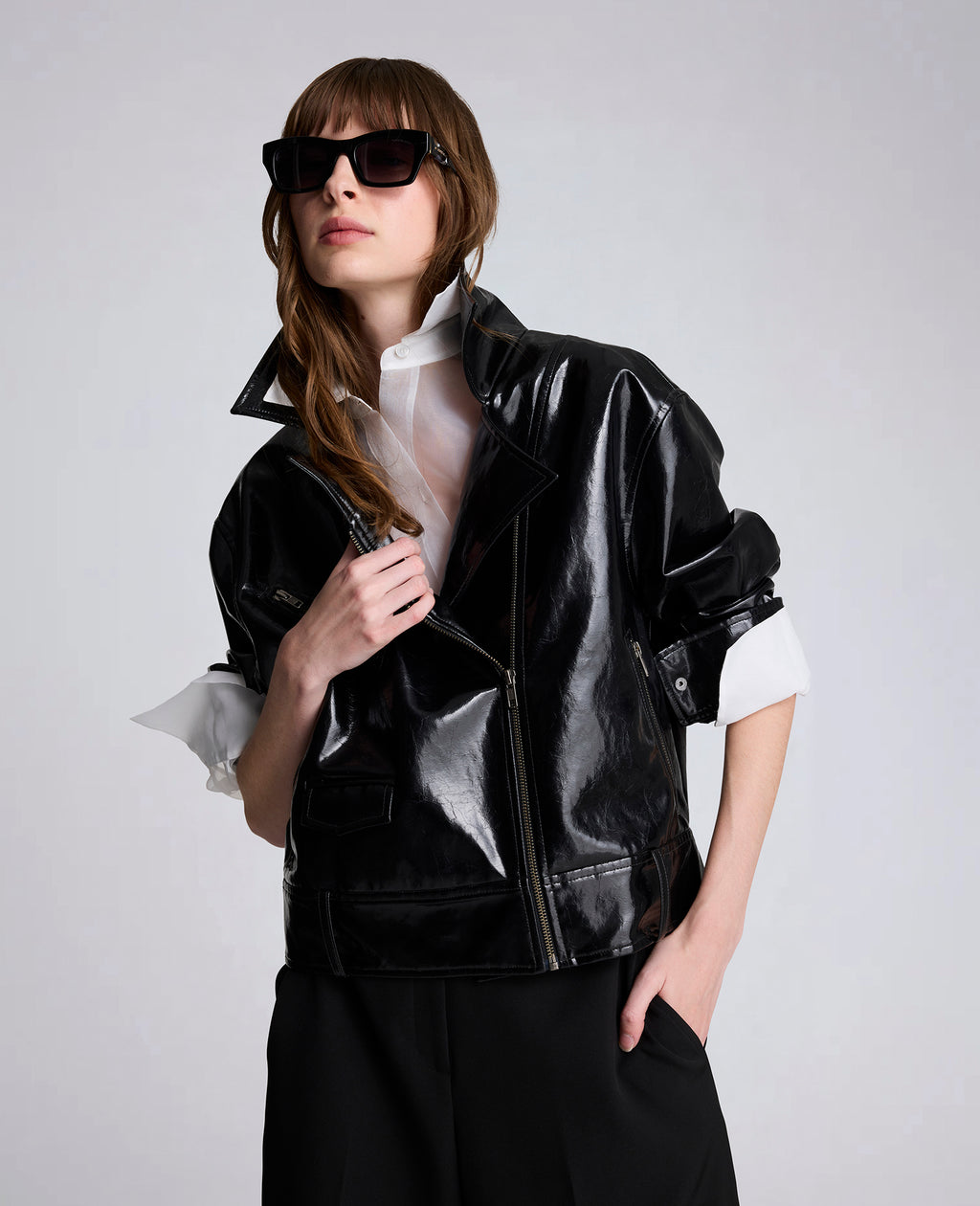 Kenneth Cole - Vegan Leather Moto Jacket WOMENS JACKET for Women 