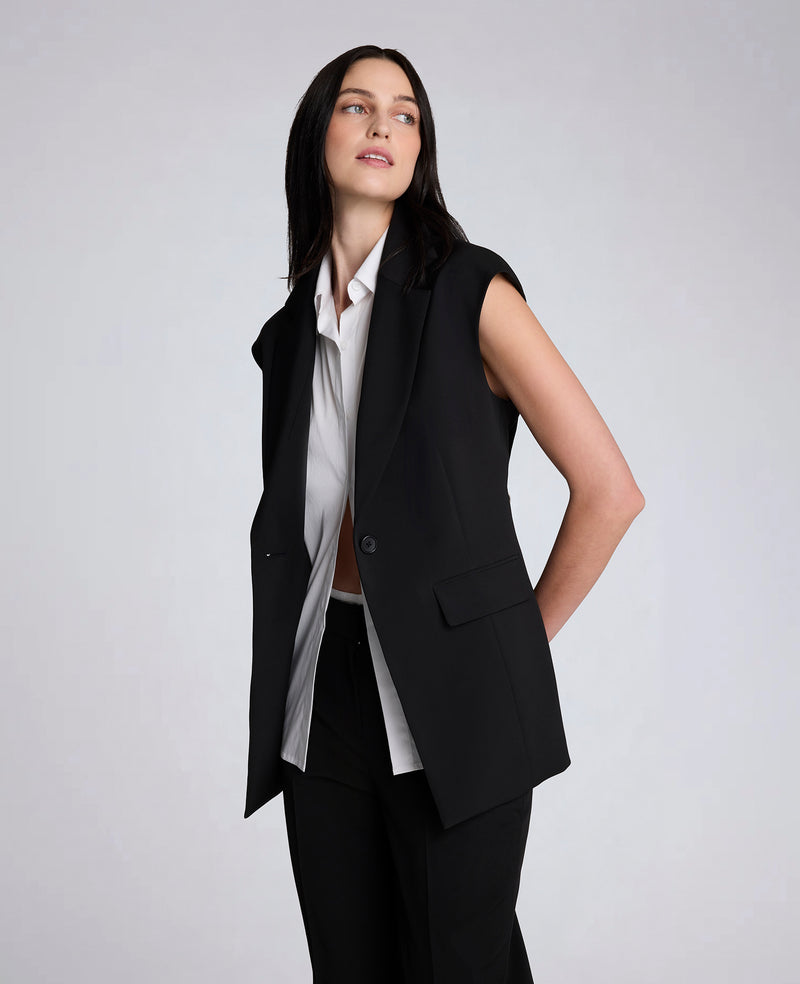 Kenneth Cole - Luxe Twill Vest With Faux Shirt WOMENS JACKET for Women