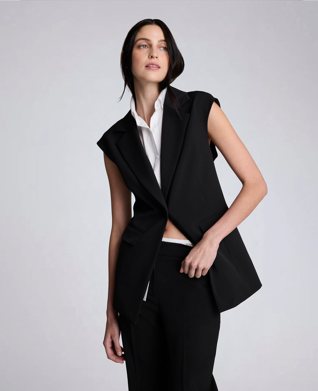 Kenneth Cole - Luxe Twill Vest With Faux Shirt WOMENS JACKET for Women 